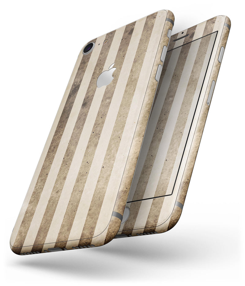 Aged Brown and Grunge Vertical Stripes - Skin-kit for the iPhone 8 or 8 Plus