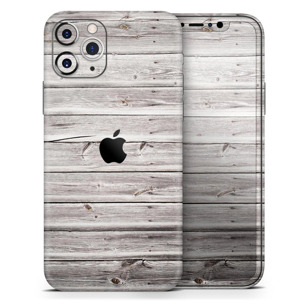 Aged White Wood Planks 2 - Skin-Kit compatible with the Apple iPhone 13, 13 Pro Max, 13 Mini, 13 Pro, iPhone 12, iPhone 11 (All iPhones Available)