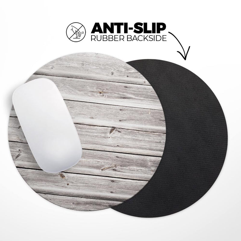Aged White Wood Planks// WaterProof Rubber Foam Backed Anti-Slip Mouse Pad for Home Work Office or Gaming Computer Desk