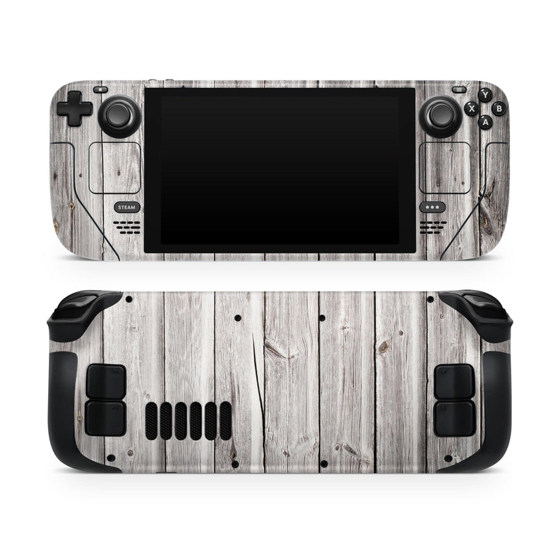 Aged White Wood Planks // Full Body Skin Decal Wrap Kit for the Steam Deck handheld gaming computer
