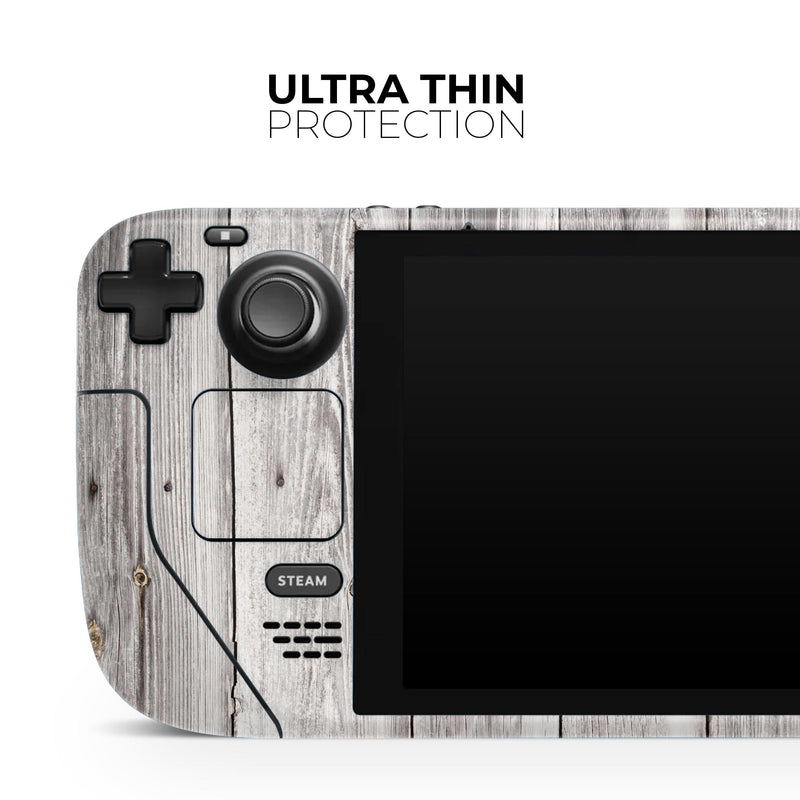 Aged White Wood Planks // Full Body Skin Decal Wrap Kit for the Steam Deck handheld gaming computer