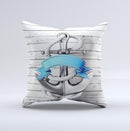 Aged White Wood With Anchor Ink-Fuzed Decorative Throw Pillow