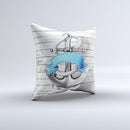 Aged White Wood With Anchor Ink-Fuzed Decorative Throw Pillow
