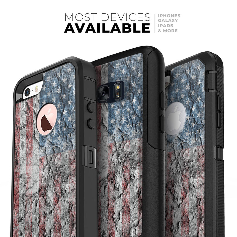 Aged and Wrinkled American Flag - Skin Kit for the iPhone OtterBox Cases