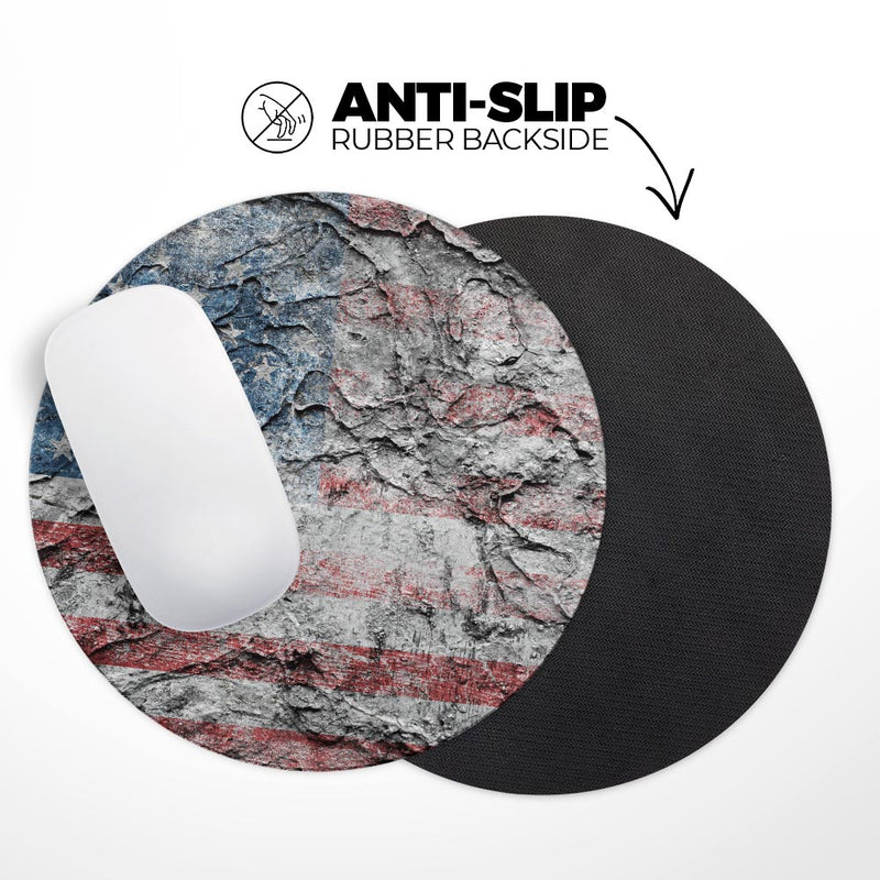 Aged and Wrinkled American Flag// WaterProof Rubber Foam Backed Anti-Slip Mouse Pad for Home Work Office or Gaming Computer Desk
