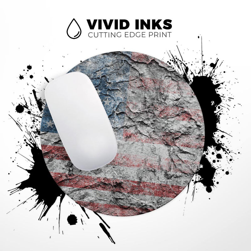 Aged and Wrinkled American Flag// WaterProof Rubber Foam Backed Anti-Slip Mouse Pad for Home Work Office or Gaming Computer Desk