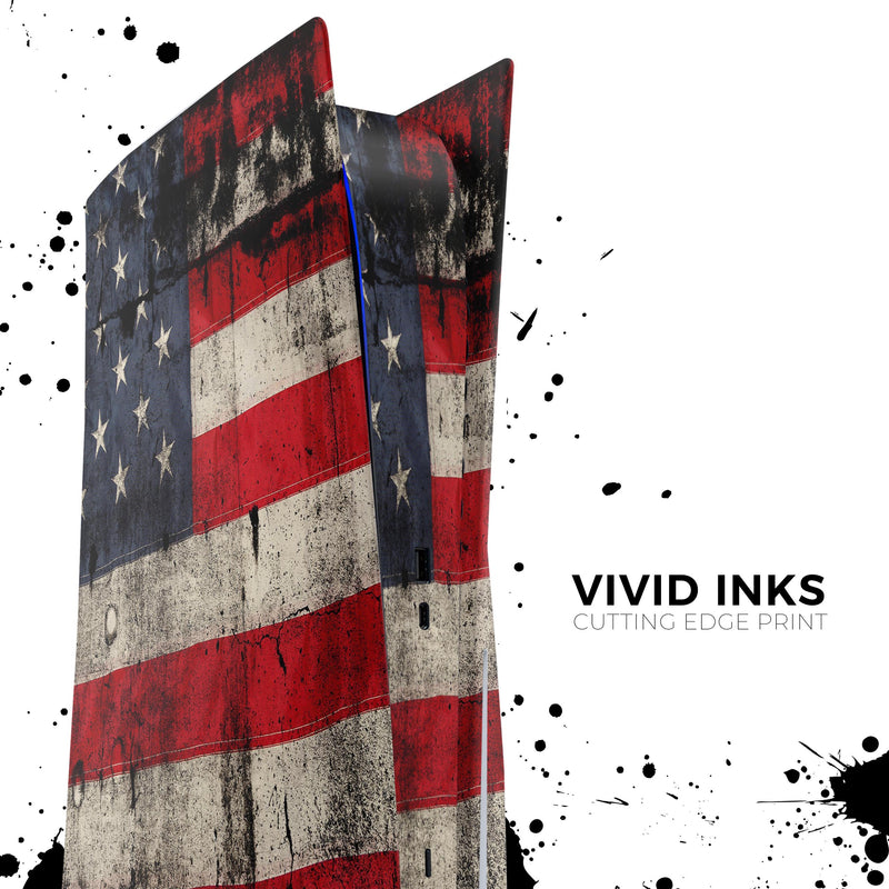 American Distressed Flag Panel - Full Body Skin Decal Wrap Kit for Sony Playstation 5, Playstation 4, Playstation 3, & Controllers