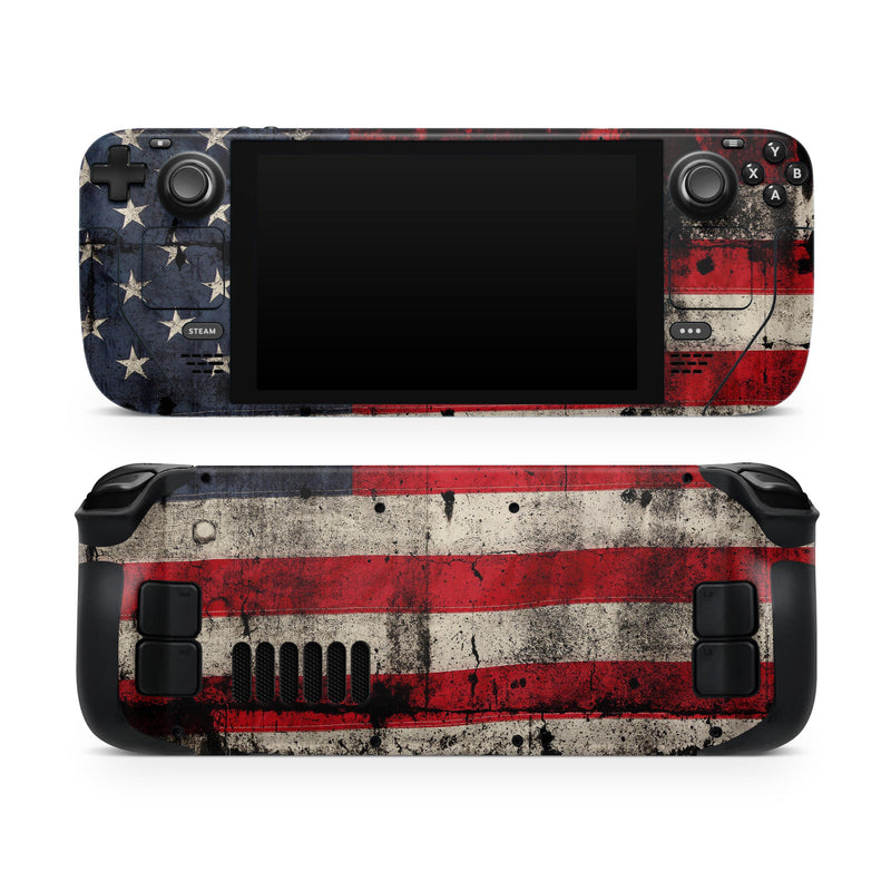 American Distressed Flag Panel // Full Body Skin Decal Wrap Kit for the Steam Deck handheld gaming computer