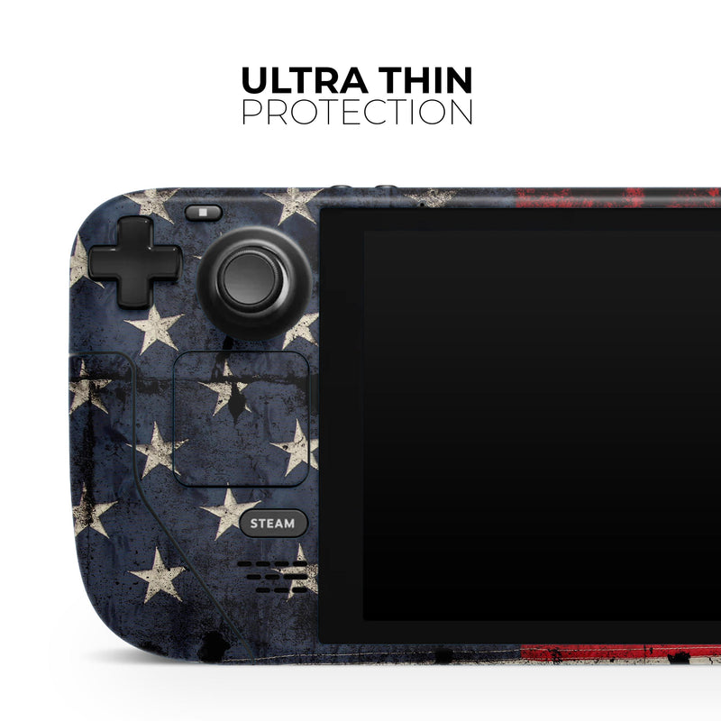 American Distressed Flag Panel // Full Body Skin Decal Wrap Kit for the Steam Deck handheld gaming computer