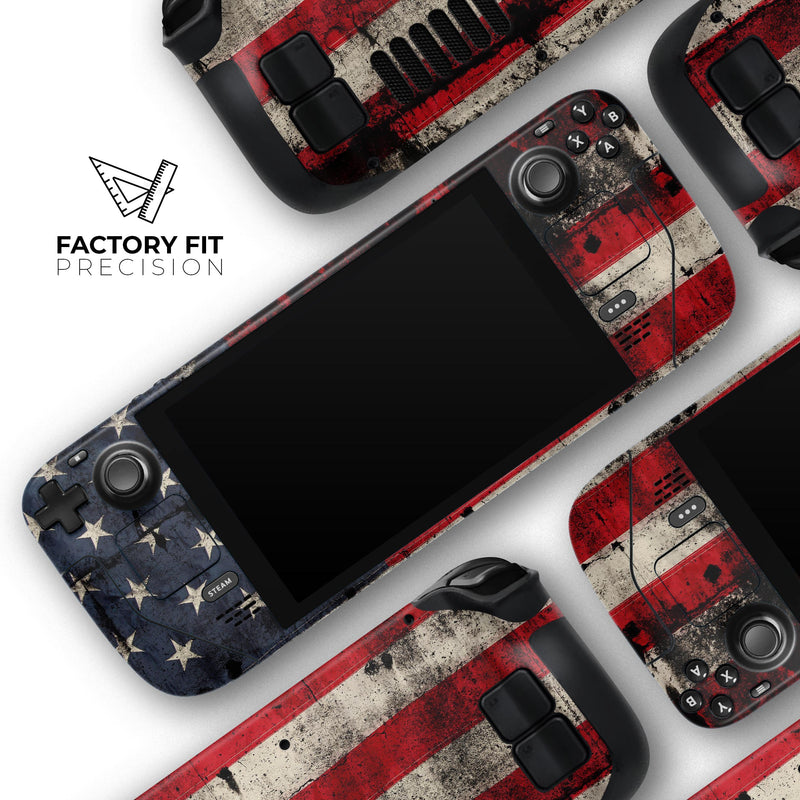 American Distressed Flag Panel // Full Body Skin Decal Wrap Kit for the Steam Deck handheld gaming computer