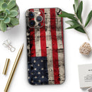 American Distressed Flag Panel // Full-Body Skin Decal Wrap Cover for Apple iPhone 15, 14, 13, Pro, Pro Max, Mini, XR, XS, SE (All Models)