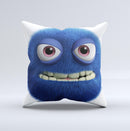 Angry Blue Fury Monster ink-Fuzed Decorative Throw Pillow
