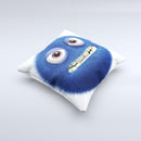 Angry Blue Fury Monster ink-Fuzed Decorative Throw Pillow