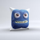 Angry Blue Fury Monster ink-Fuzed Decorative Throw Pillow