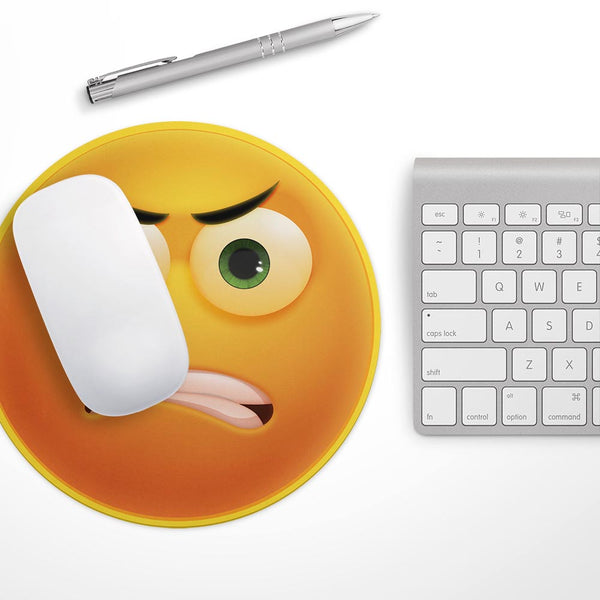 Angry Friendly Emoticons// WaterProof Rubber Foam Backed Anti-Slip Mouse Pad for Home Work Office or Gaming Computer Desk