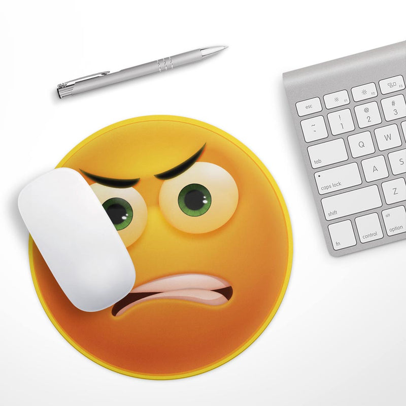 Angry Friendly Emoticons// WaterProof Rubber Foam Backed Anti-Slip Mouse Pad for Home Work Office or Gaming Computer Desk