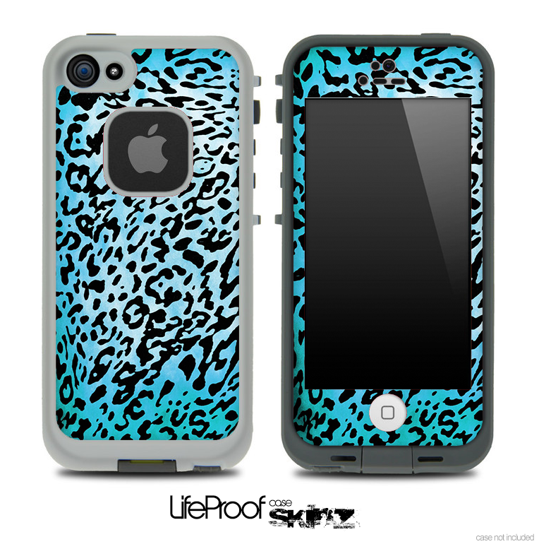 Cheetah Animal Print Turquoise V5 Skin for the iPhone 5 or 4/4s LifeProof Case