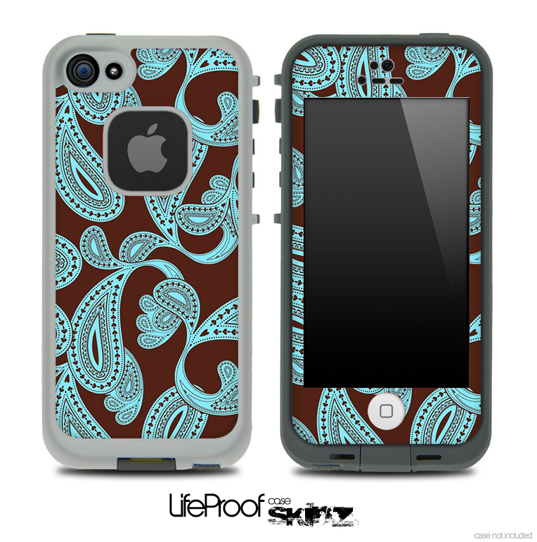 Paisley Seamless Brown & Turquoise Skin for the iPhone 5 or 4/4s LifeProof Case