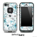 The Abstract Blue & Black Seamless Flowers Skin for the iPhone 5 or 4/4s LifeProof Case