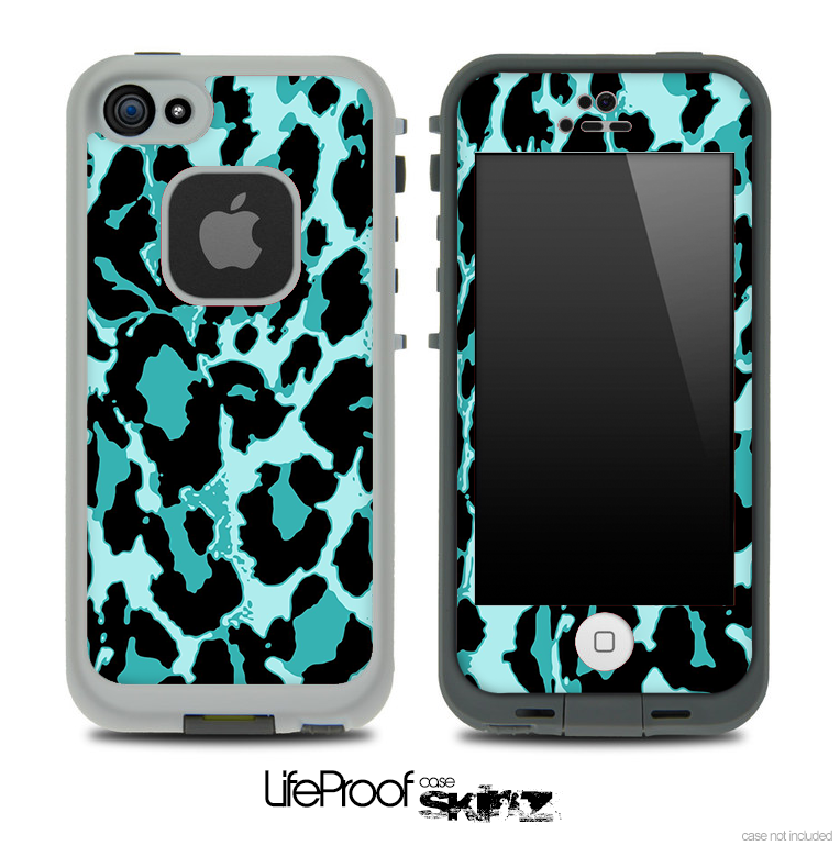 Vector Hot Turquoise Cheetah Print Skin for the iPhone 5 or 4/4s LifeProof Case