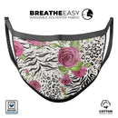 Animal Vibe Floral - Made in USA Mouth Cover Unisex Anti-Dust Cotton Blend Reusable & Washable Face Mask with Adjustable Sizing for Adult or Child
