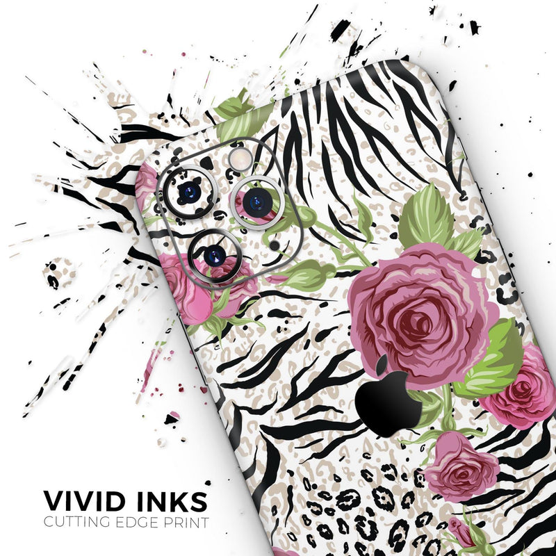 Animal Vibe Floral - Skin-Kit compatible with the Apple iPhone 13, 13 Pro Max, 13 Mini, 13 Pro, iPhone 12, iPhone 11 (All iPhones Available)