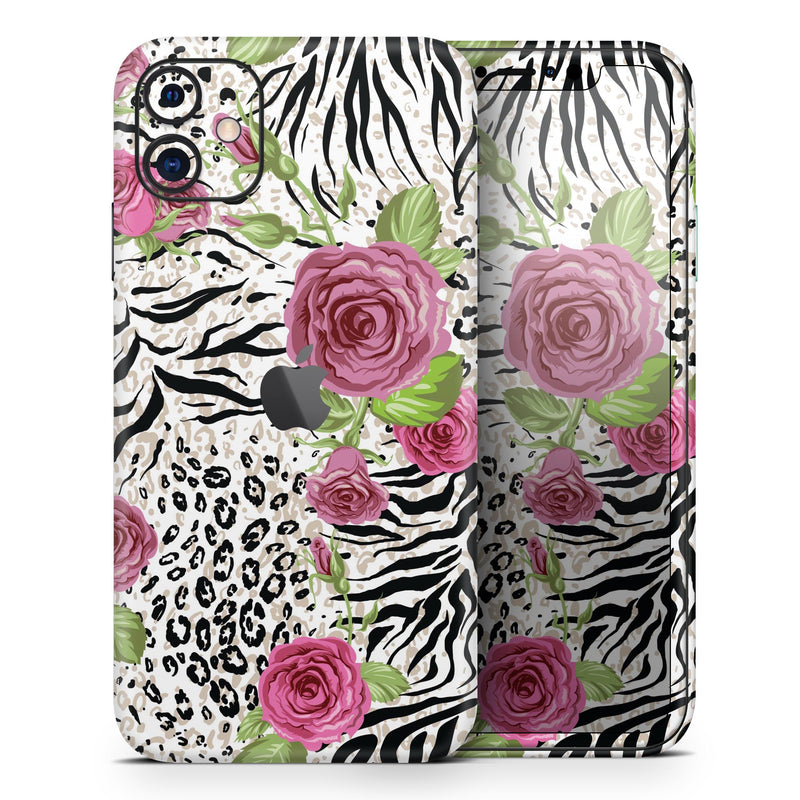 Animal Vibe Floral - Skin-Kit compatible with the Apple iPhone 13, 13 Pro Max, 13 Mini, 13 Pro, iPhone 12, iPhone 11 (All iPhones Available)