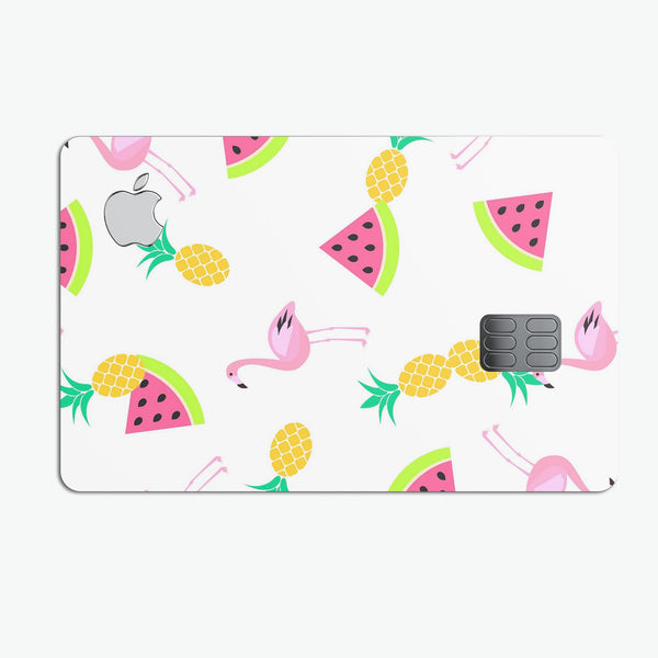 Animated Flamingos and Fruit - Premium Protective Decal Skin-Kit for the Apple Credit Card
