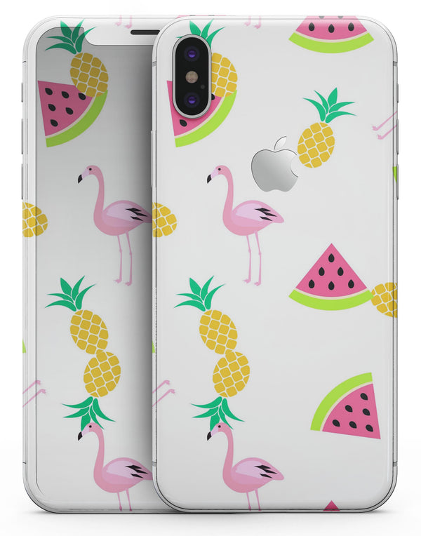 Animated Flamingos and Fruit - iPhone X Skin-Kit