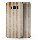 Antique Brown and White Vertical Stripes - Samsung Galaxy S8 Full-Body Skin Kit