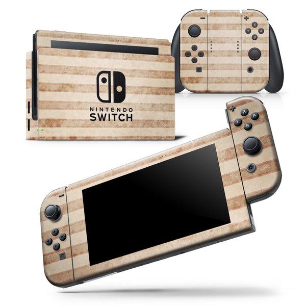 Antique Brown and White Vertical Stripes - Skin Wrap Decal for Nintendo Switch Lite Console & Dock - 3DS XL - 2DS - Pro - DSi - Wii - Joy-Con Gaming Controller