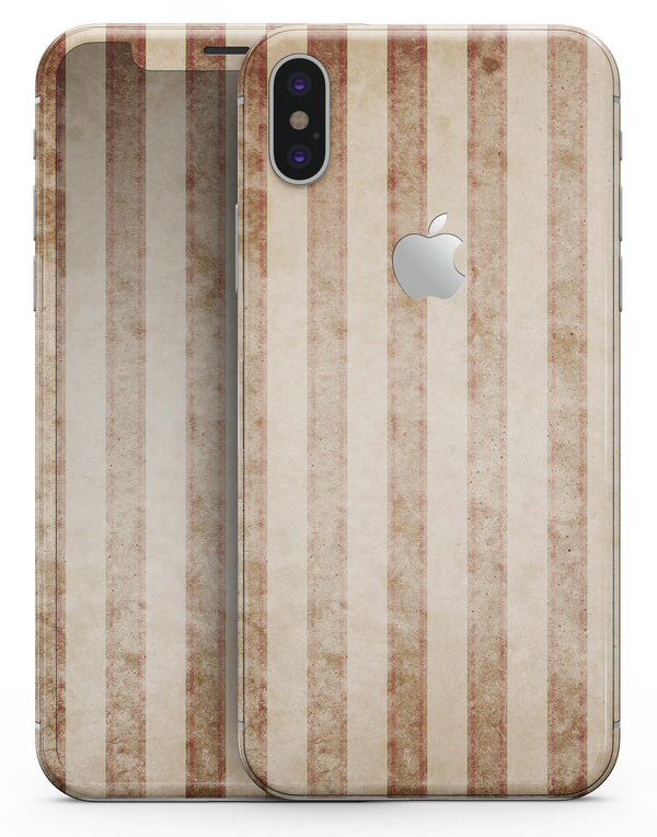 Antique Brown and White Vertical Stripes - iPhone X Skin-Kit