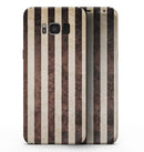 Antique Cocoa and Tan Vertical Stripes - Samsung Galaxy S8 Full-Body Skin Kit