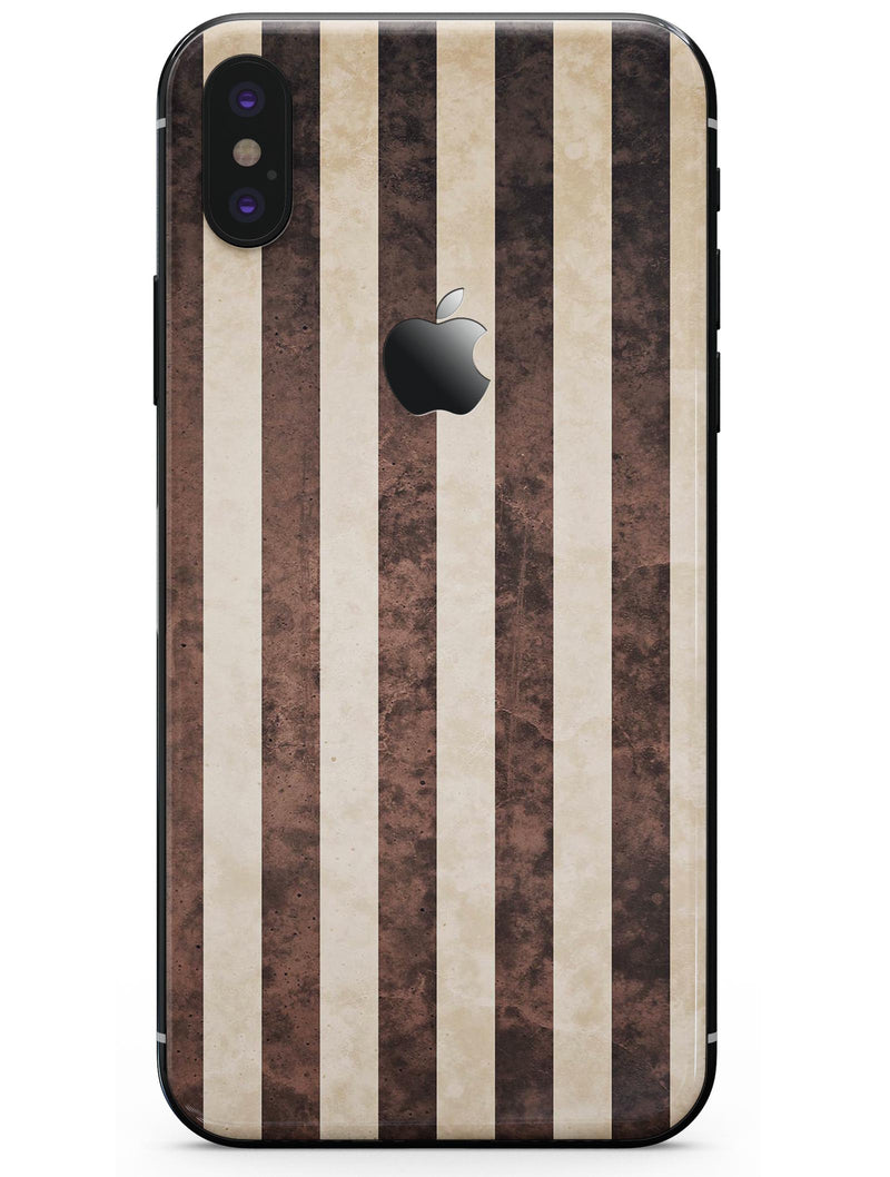 Antique Cocoa and Tan Vertical Stripes - iPhone X Skin-Kit