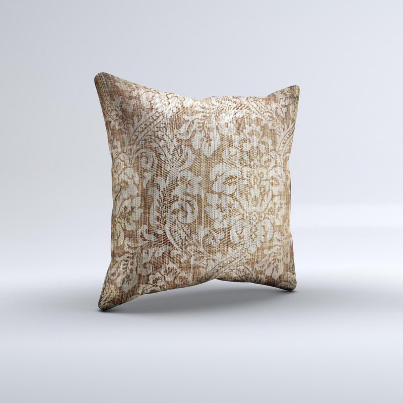 Antique Floral Lace Pattern Ink-Fuzed Decorative Throw Pillow