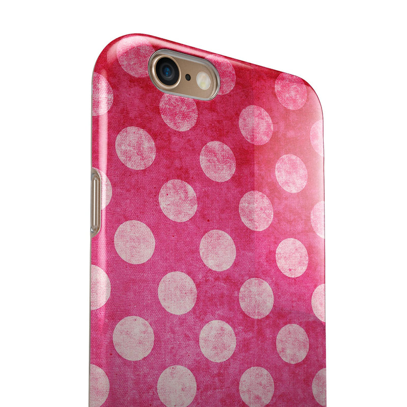 Antique Magenta and Pink Polkadotted Pattern iPhone 6/6s or 6/6s Plus 2-Piece Hybrid INK-Fuzed Case