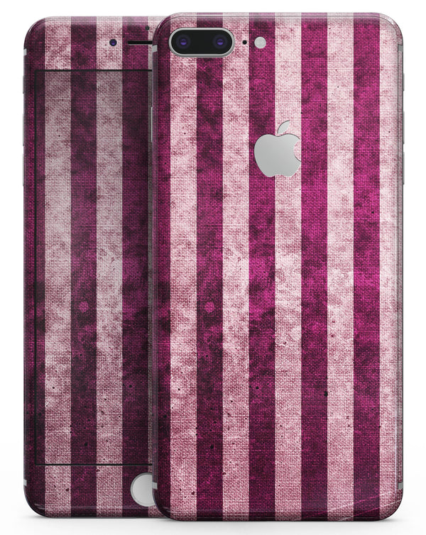 Antique Magenta and Pink Vertical Stripes - Skin-kit for the iPhone 8 or 8 Plus