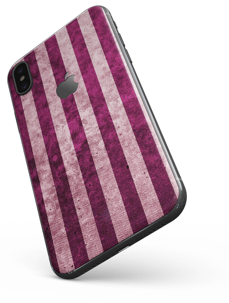 Antique Magenta and Pink Vertical Stripes - iPhone X Skin-Kit
