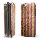 Antique Maroon and Mustard Vertical Stripes iPhone 6/6s or 6/6s Plus 2-Piece Hybrid INK-Fuzed Case