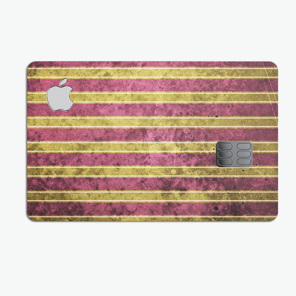 Antique Maroon and Mustard Vertical Stripes - Premium Protective Decal Skin-Kit for the Apple Credit Card