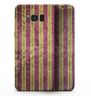 Antique Maroon and Mustard Vertical Stripes - Samsung Galaxy S8 Full-Body Skin Kit
