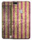 Antique Maroon and Mustard Vertical Stripes - Skin-kit for the iPhone 8 or 8 Plus