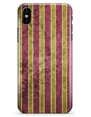 Antique Maroon and Mustard Vertical Stripes - iPhone X Clipit Case