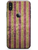 Antique Maroon and Mustard Vertical Stripes - iPhone X Skin-Kit