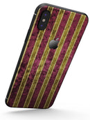 Antique Maroon and Mustard Vertical Stripes - iPhone X Skin-Kit
