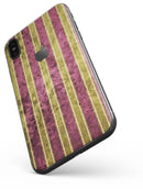 Antique Maroon and Mustard Vertical Stripes - iPhone X Skin-Kit