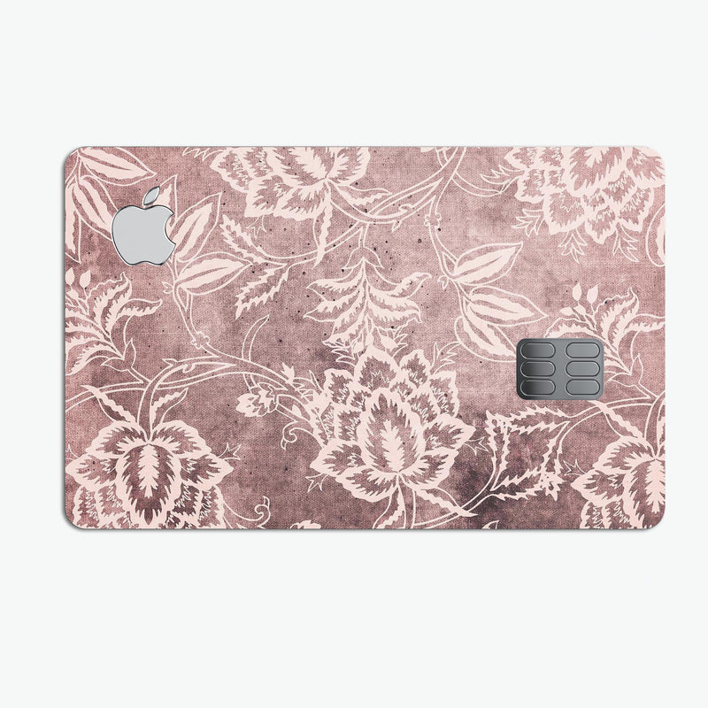 Antique Marron Floral Damask Pattern - Premium Protective Decal Skin-Kit for the Apple Credit Card