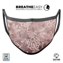 Antique Marron Floral Damask Pattern - Made in USA Mouth Cover Unisex Anti-Dust Cotton Blend Reusable & Washable Face Mask with Adjustable Sizing for Adult or Child