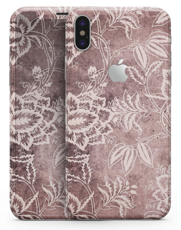 Antique Marron Floral Damask Pattern - iPhone X Skin-Kit