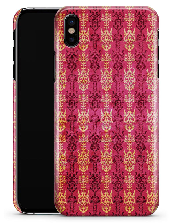 Antique Pink and Yellow Damask Pattern - iPhone X Clipit Case